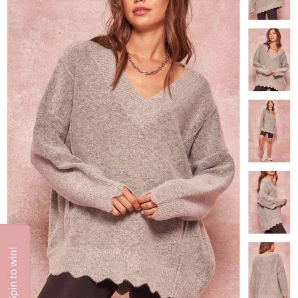 Promesa Sine Language Oversized Scalloped Sweater, M/L